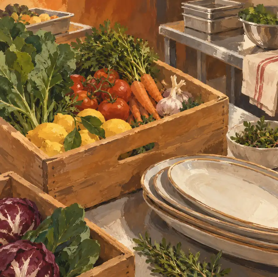 Illustration of catering businesses equipment and workspace