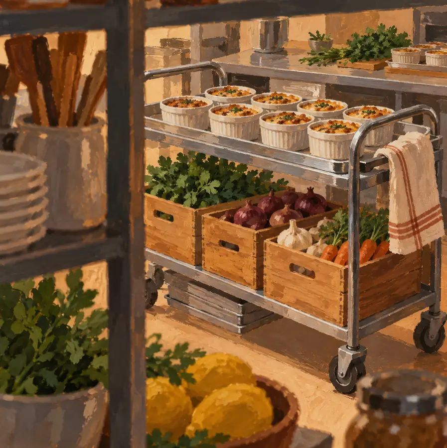 Illustration of catering businesses equipment and workspace